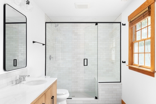 douche spacieuse et lumineuse